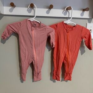 Newborn- Bamboo One Piece Set - Pink and coral